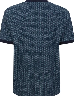 Bigdude AOP Geometric Zipped Polo Navy