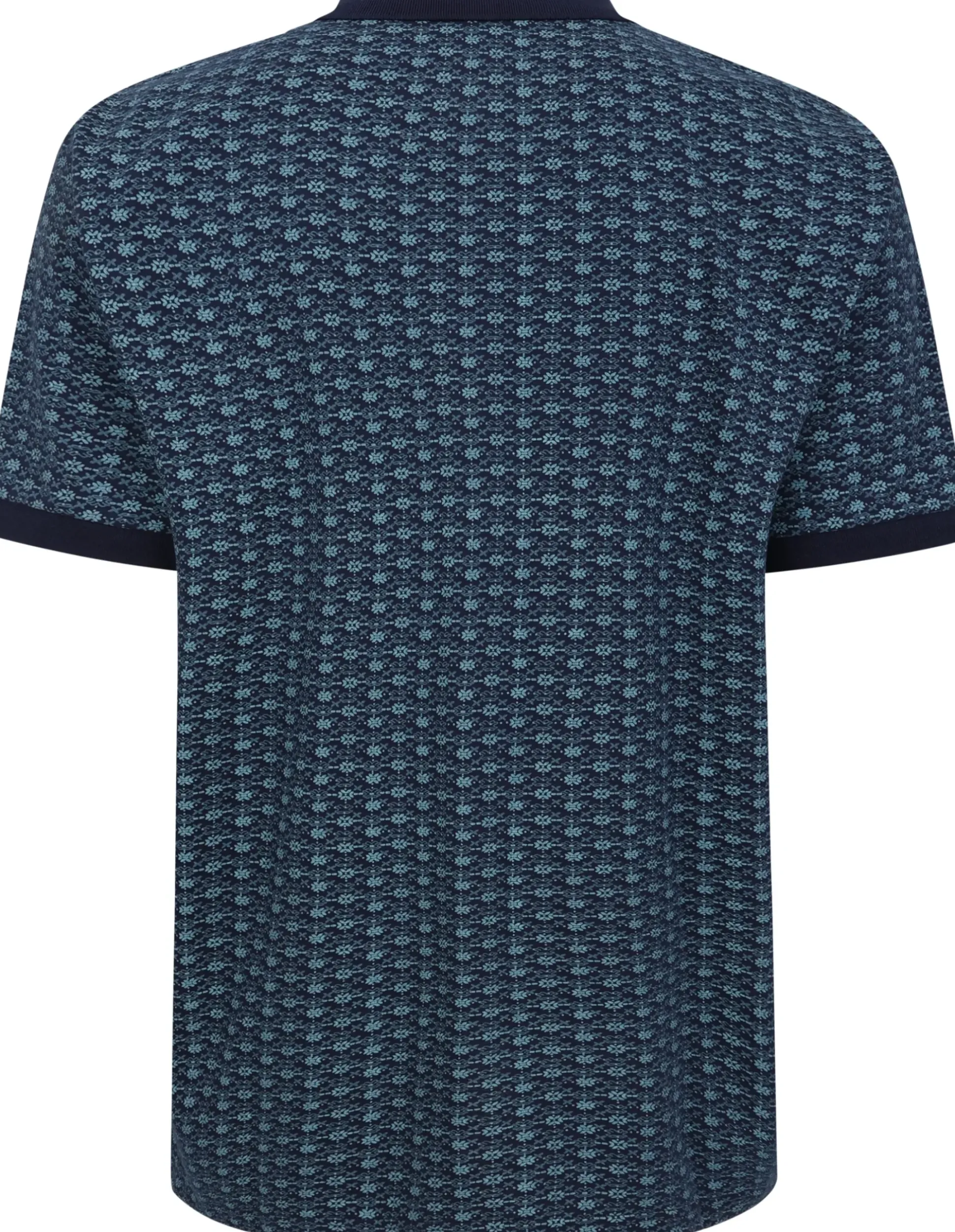 Bigdude AOP Geometric Zipped Polo Navy