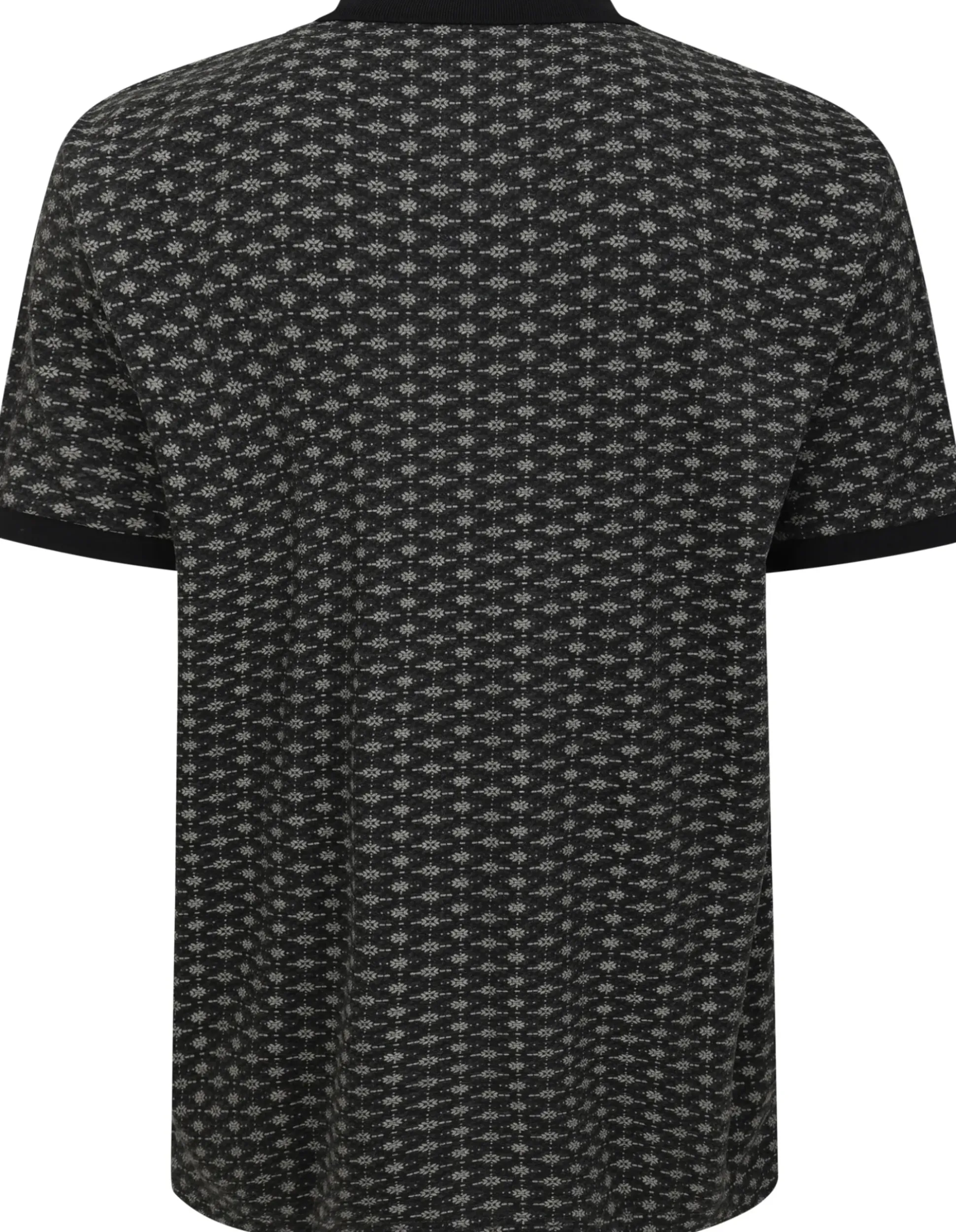 Bigdude AOP Geometric Zipped Polo Charcoal Tall