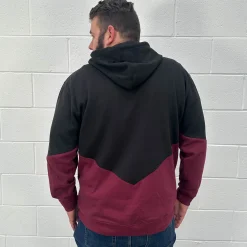 Bigdude Block Panel Hoody Black/Burgundy