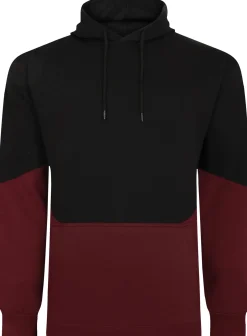 Bigdude Block Panel Hoody Black/Burgundy Tall