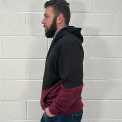 Bigdude Block Panel Hoody Black/Burgundy Tall