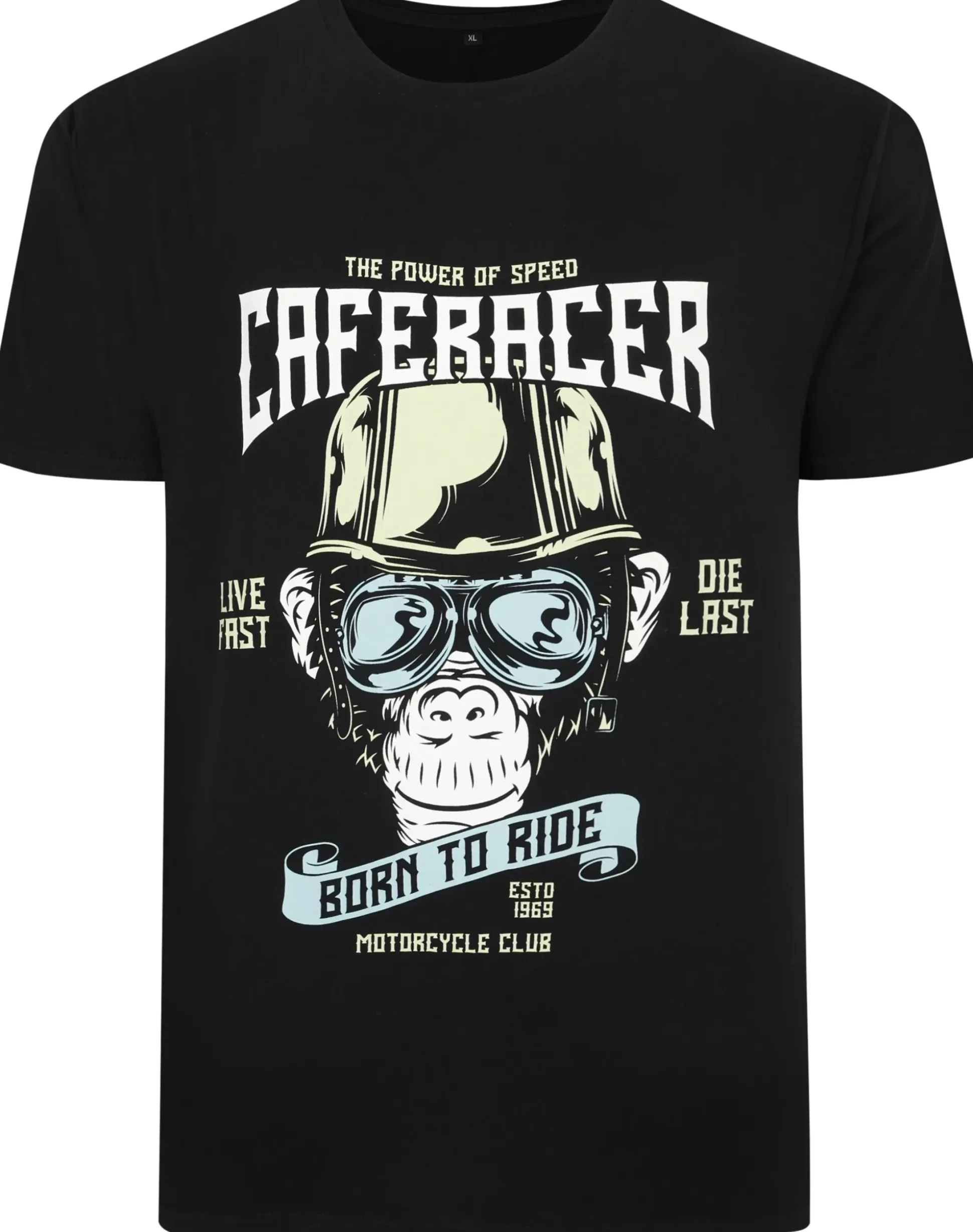 Bigdude Born To Ride Print T-Shirt Black