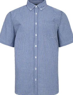 Bigdude Button Down Collar Checked Shirt Royal Blue/White