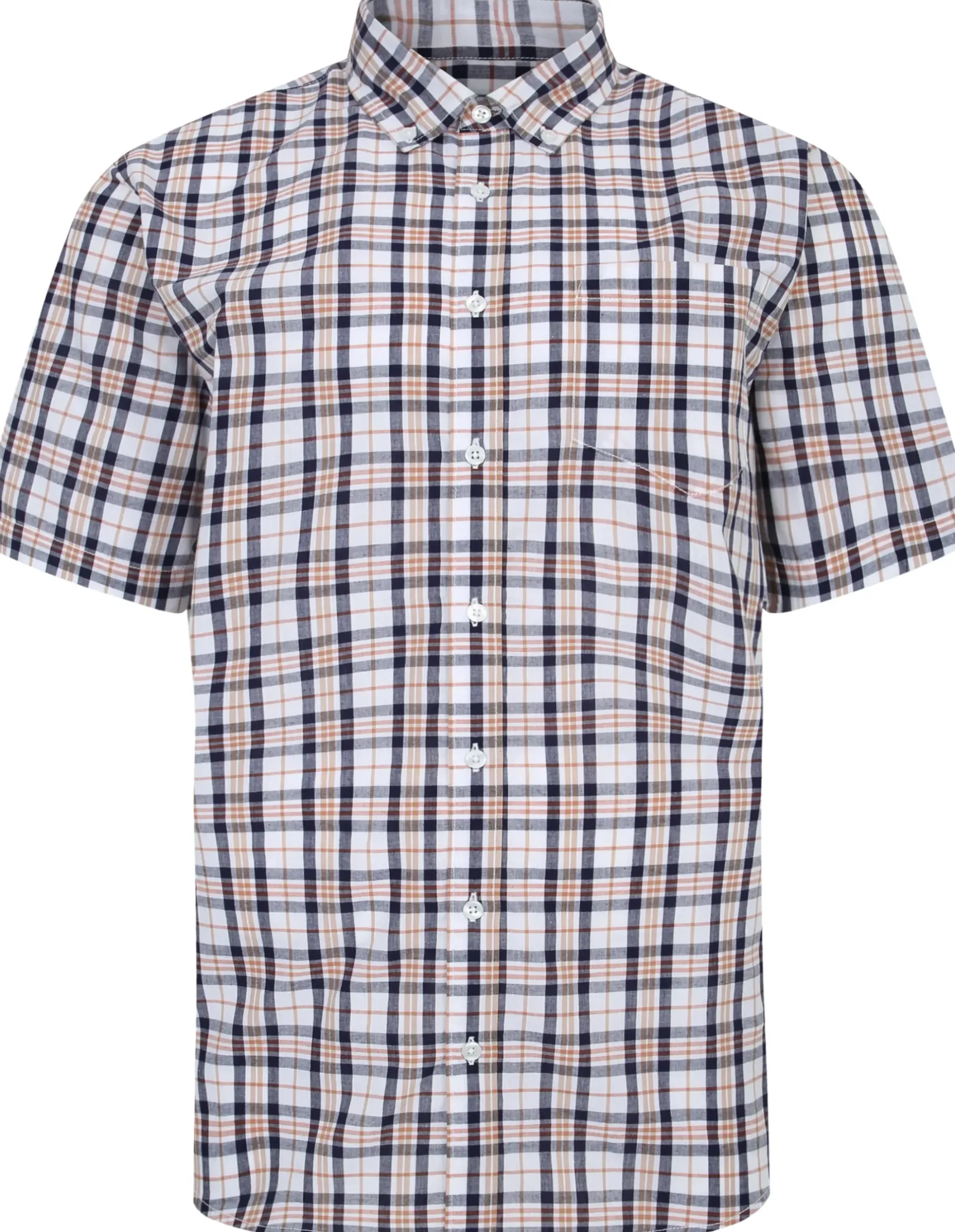 Bigdude Button Down Collar Checked Shirt Yellow/Navy