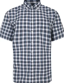 Bigdude Button Down Collar Checked Shirt Navy/Light Blue
