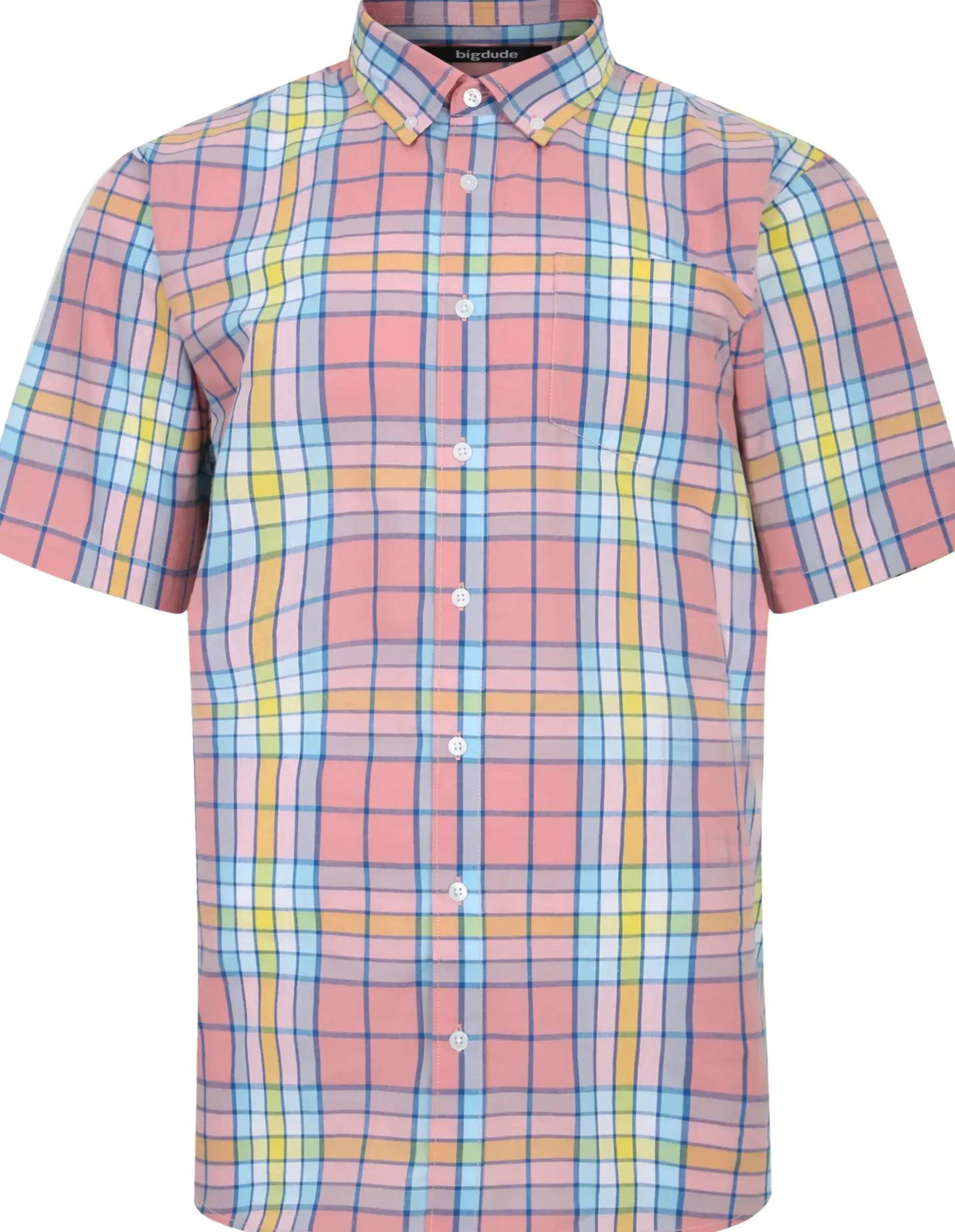 Bigdude Button Down Collar Checked Shirt Multi Tall
