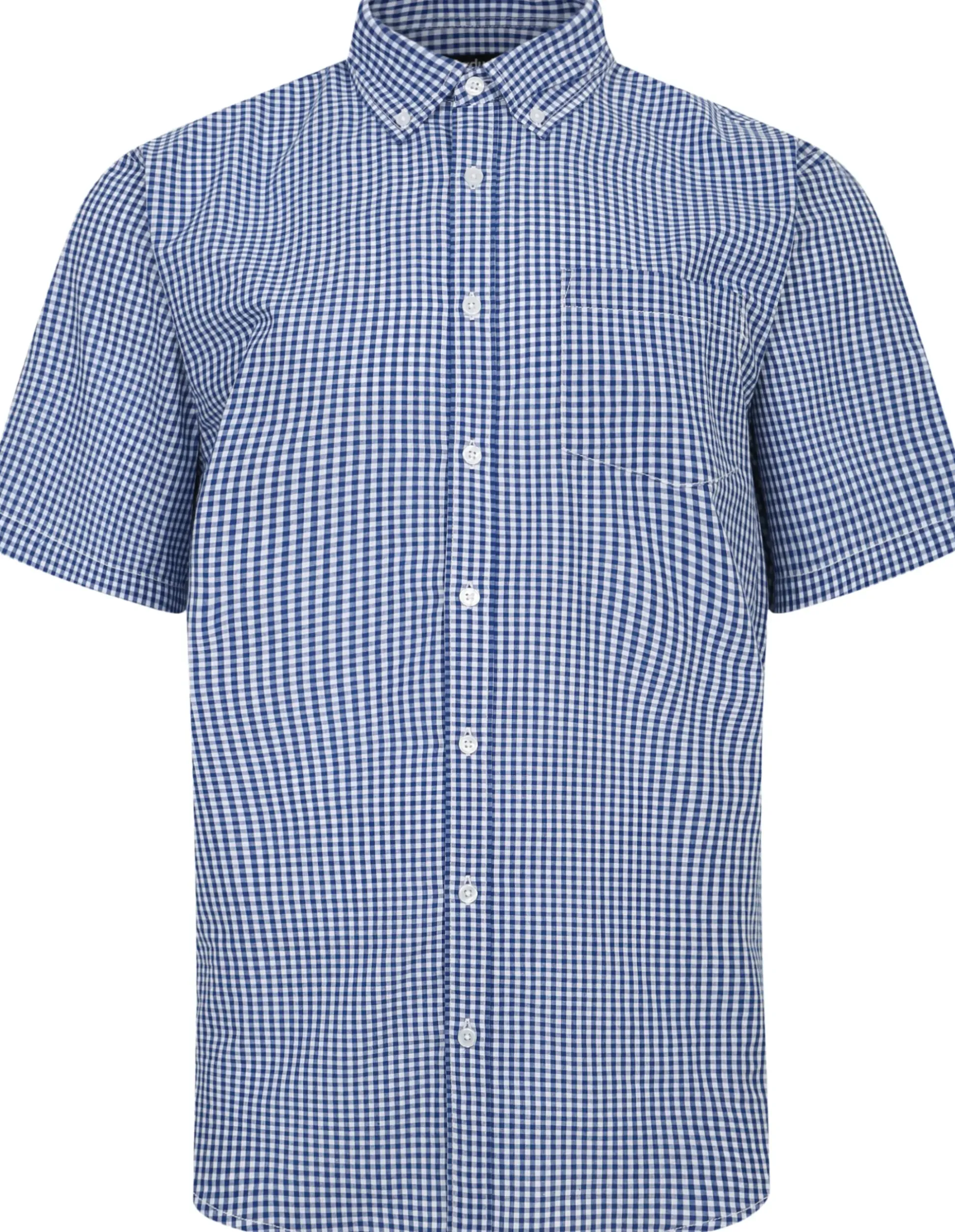 Bigdude Button Down Collar Checked Shirt Royal Blue/White Tall