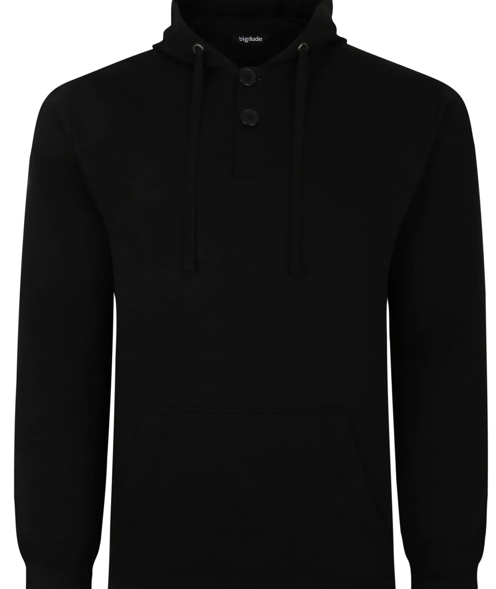 Bigdude Buttoned Pullover Hoody Black