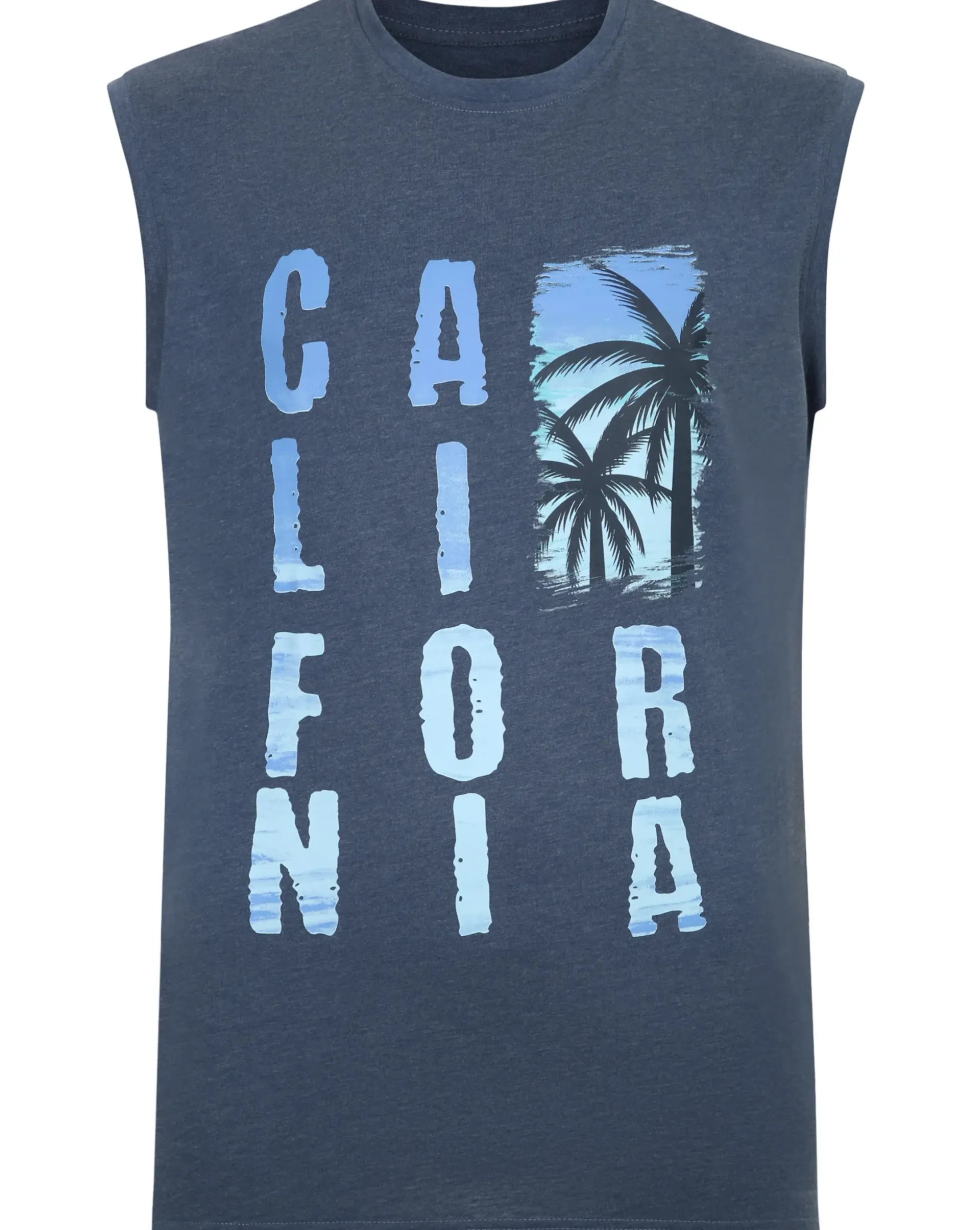 Bigdude California Print Sleeveless T-Shirt Dark Denim