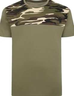 Bigdude Camo Cut & Sew T-Shirt Khaki