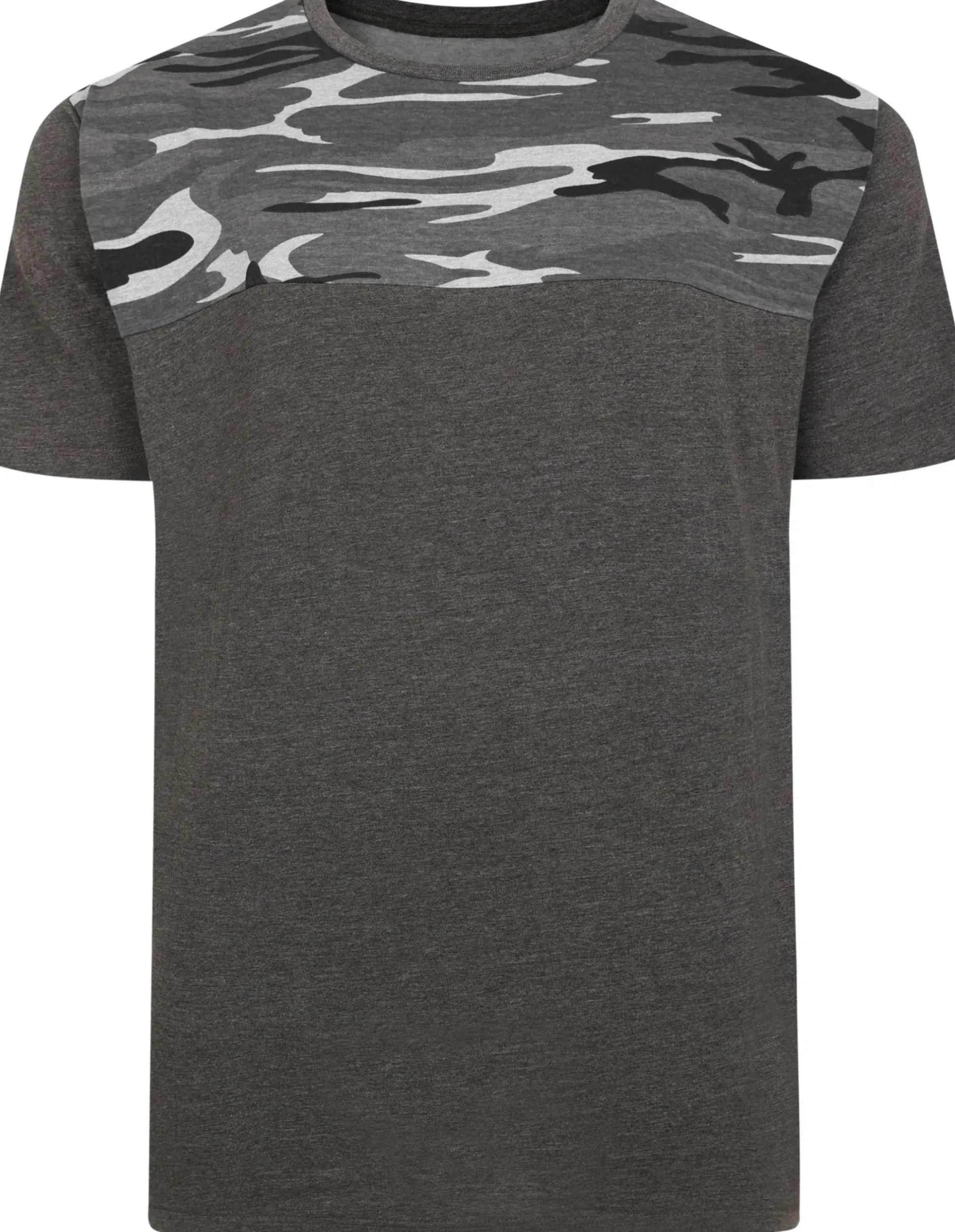 Bigdude Camo Cut & Sew T-Shirt Charcoal