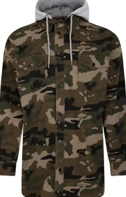 Bigdude Camo Overshirt With Hood Khaki