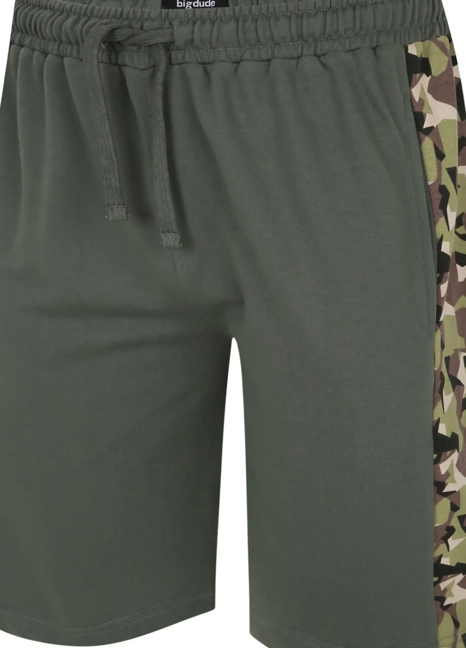 Bigdude Camo Side Panel Loopback Jogger Shorts Green