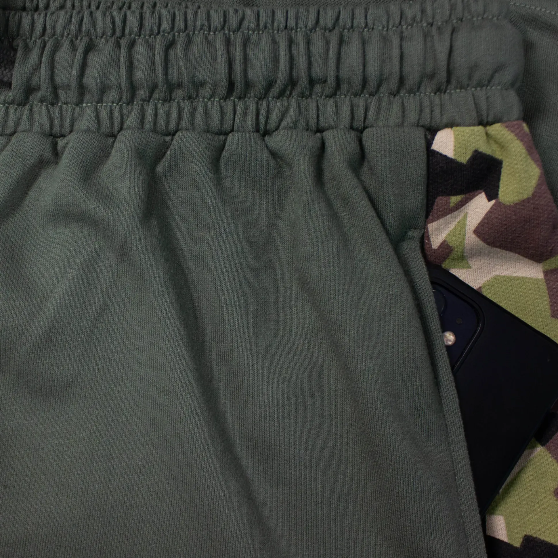 Bigdude Camo Side Panel Loopback Jogger Shorts Green