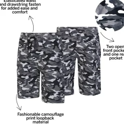 Bigdude Camouflage Print Jogger Shorts Charcoal