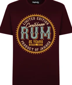 Bigdude Carribean Rum Print T-Shirt Burgundy