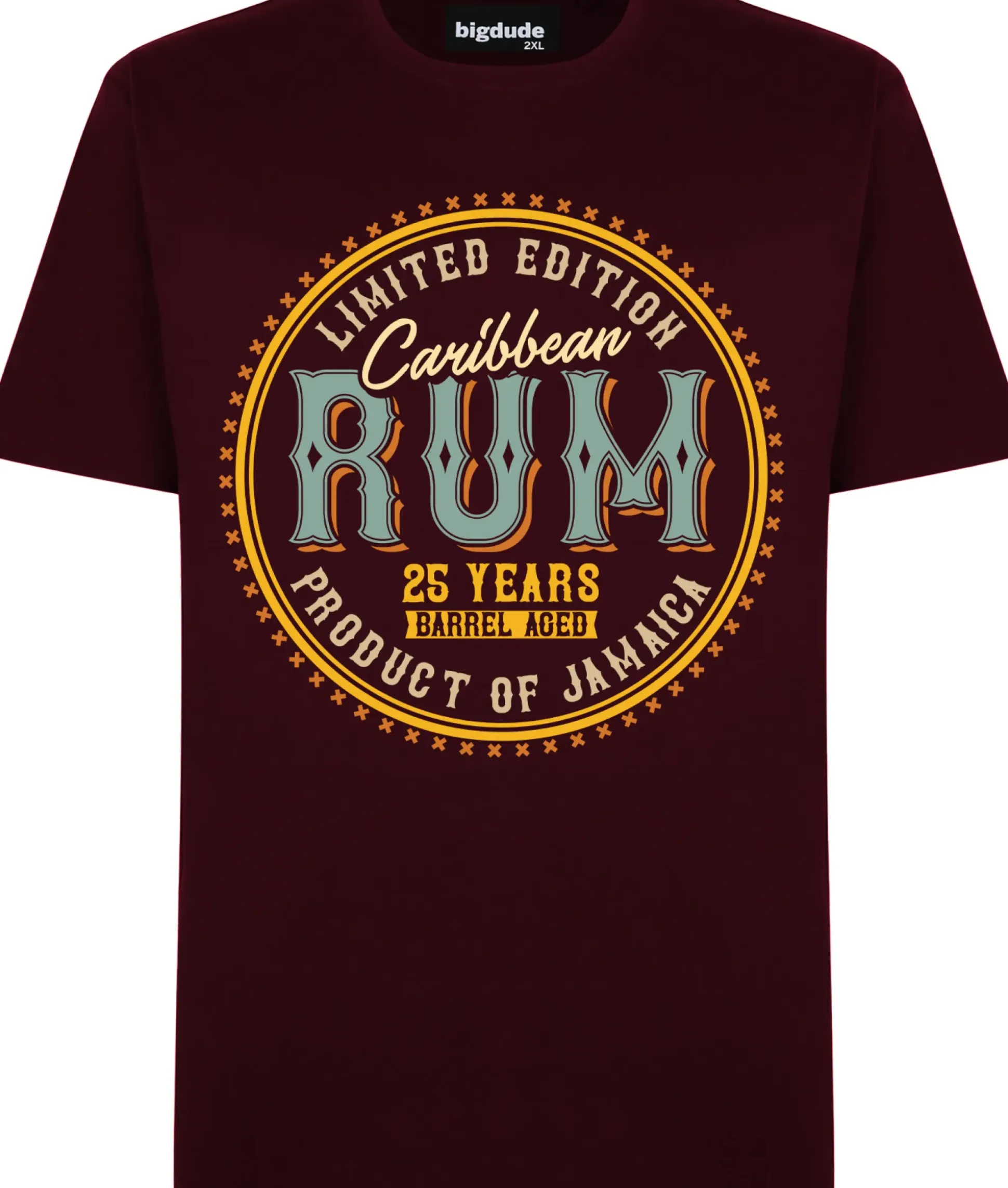 Bigdude Carribean Rum Print T-Shirt Burgundy