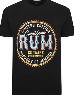 Bigdude Carribean Rum Print T-Shirt Black