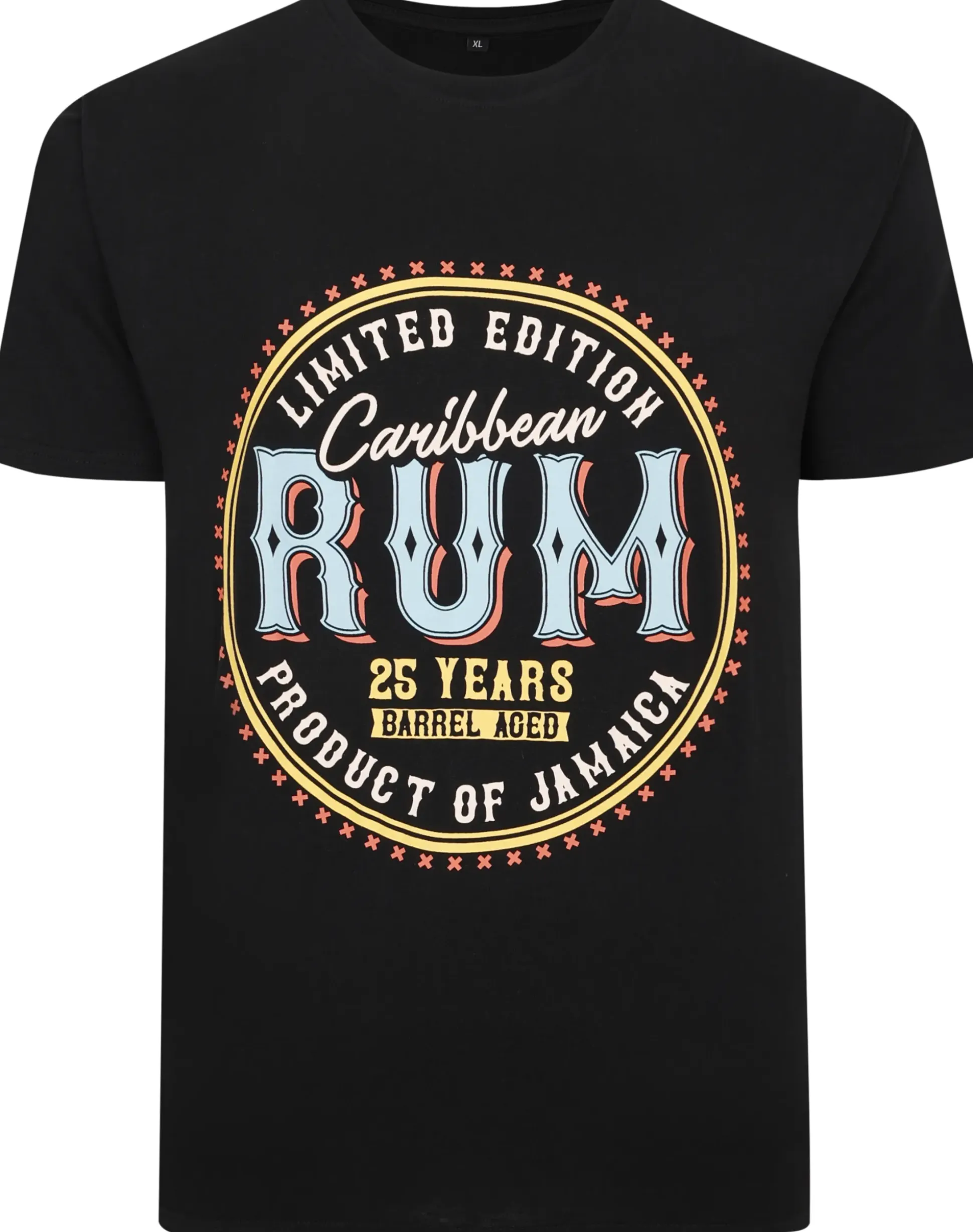 Bigdude Carribean Rum Print T-Shirt Black Tall