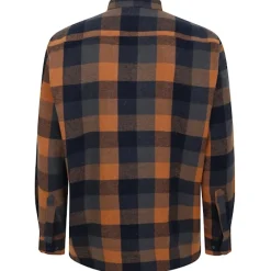 Bigdude Checked Flannel Long Sleeve Shirt Orange/Navy
