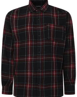Bigdude Checked Flannel Long Sleeve Shirt Burgundy/Black