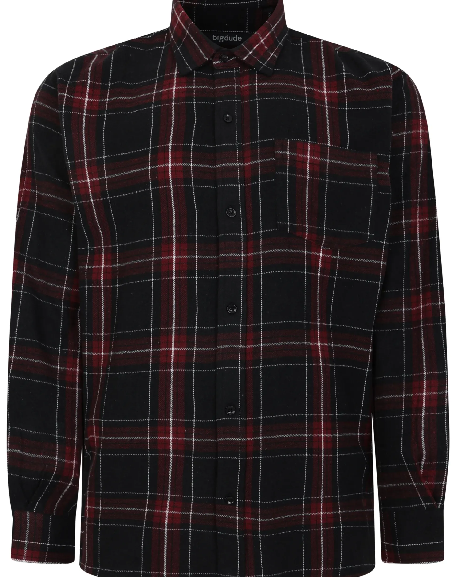 Bigdude Checked Flannel Long Sleeve Shirt Burgundy/Black