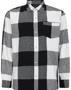 Bigdude Checked Flannel Long Sleeve Shirt Black/White