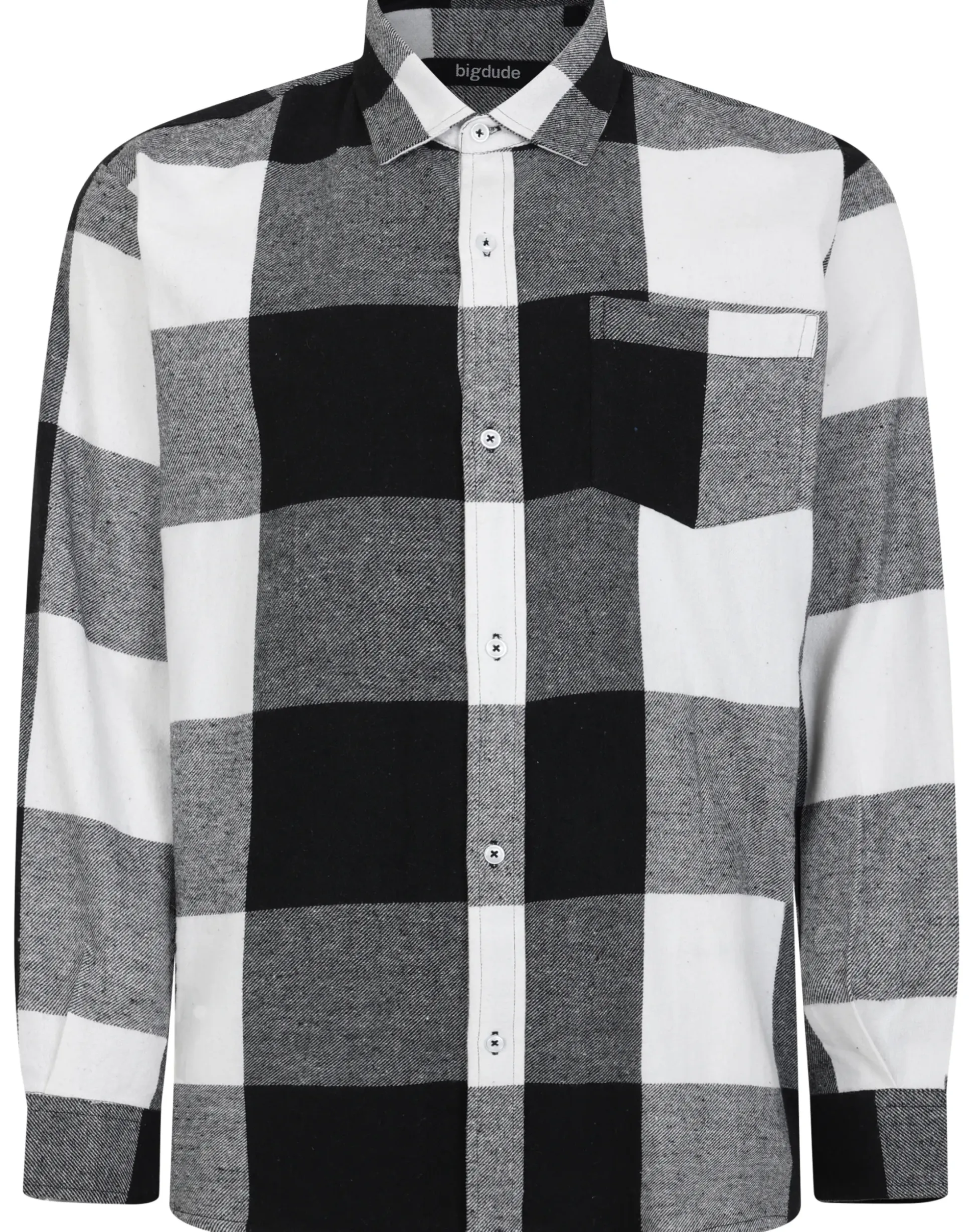 Bigdude Checked Flannel Long Sleeve Shirt Black/White