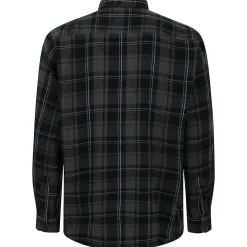 Bigdude Checked Flannel Long Sleeve Shirt Charcoal/Blue Tall