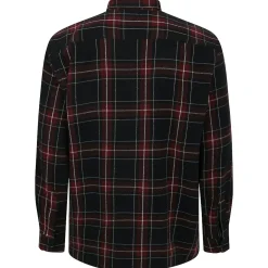 Bigdude Checked Flannel Long Sleeve Shirt Burgundy/Black Tall
