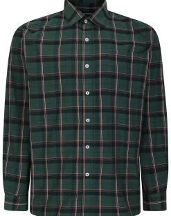 Bigdude Checked Poplin Long Sleeve Shirt Green/Red Tall