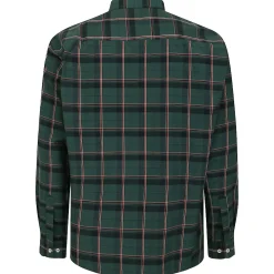 Bigdude Checked Poplin Long Sleeve Shirt Green/Red Tall