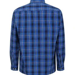 Bigdude Checked Poplin Long Sleeve Shirt Blue/Navy Tall