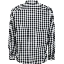 Bigdude Checked Poplin Long Sleeve Shirt Black/White Tall