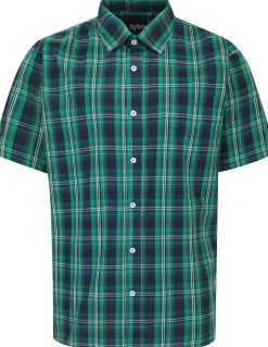 Bigdude Checked Poplin Short Sleeve Shirt Green/Navy