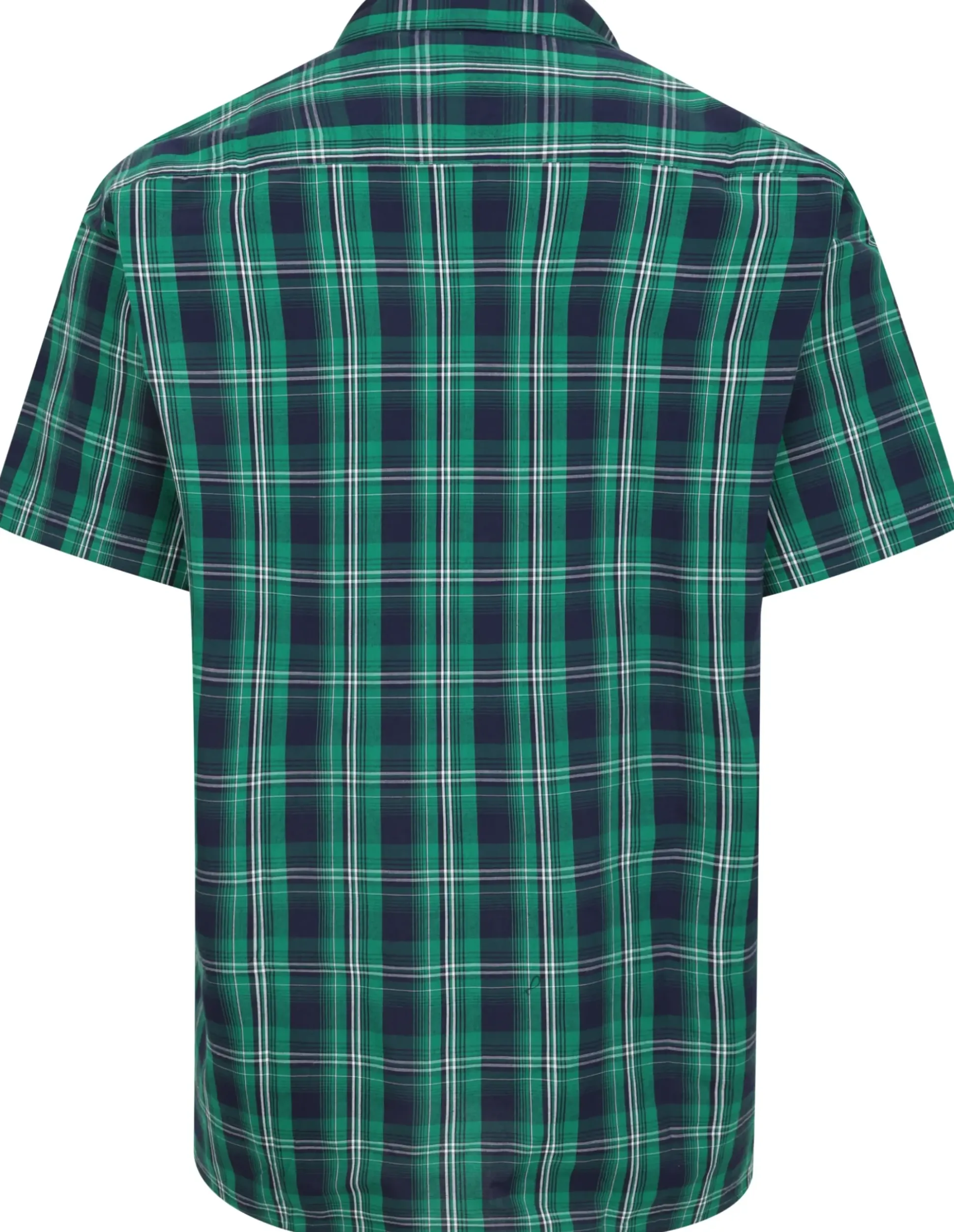 Bigdude Checked Poplin Short Sleeve Shirt Green/Navy