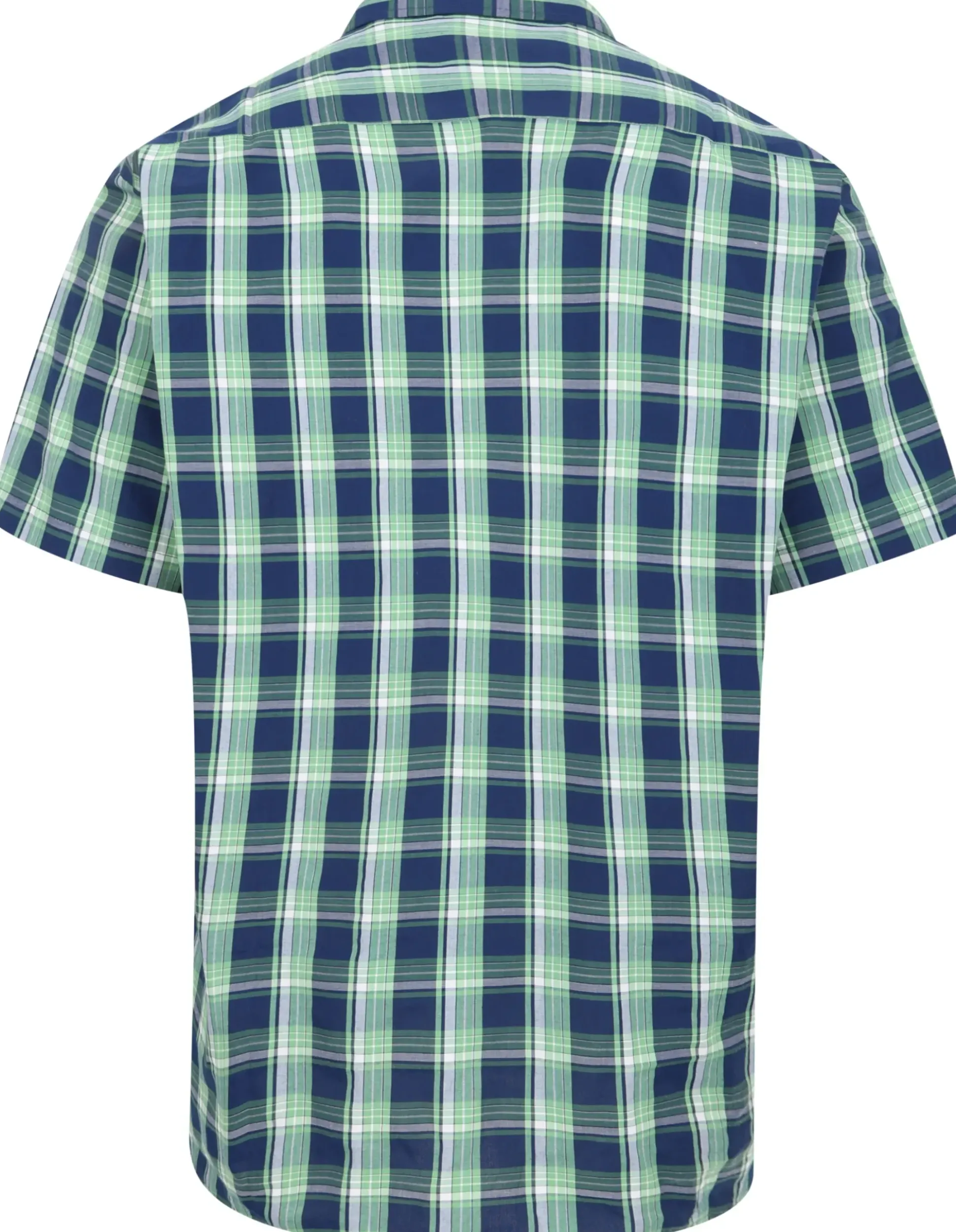 Bigdude Checked Poplin Short Sleeve Shirt Light Green/Navy