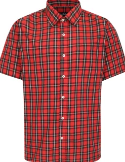 Bigdude Checked Poplin Short Sleeve Shirt Pepper Red/Black Tall