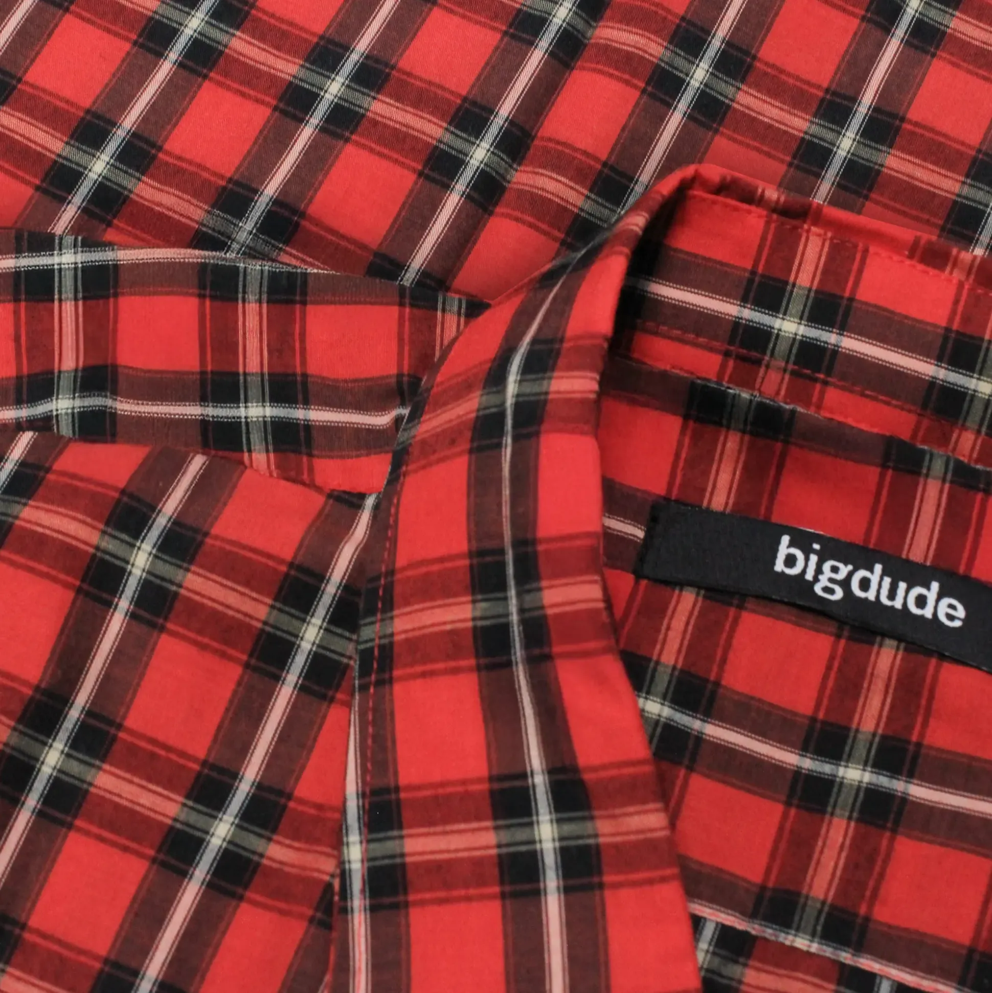 Bigdude Checked Poplin Short Sleeve Shirt Pepper Red/Black Tall