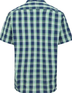 Bigdude Checked Poplin Short Sleeve Shirt Light Green/Navy Tall