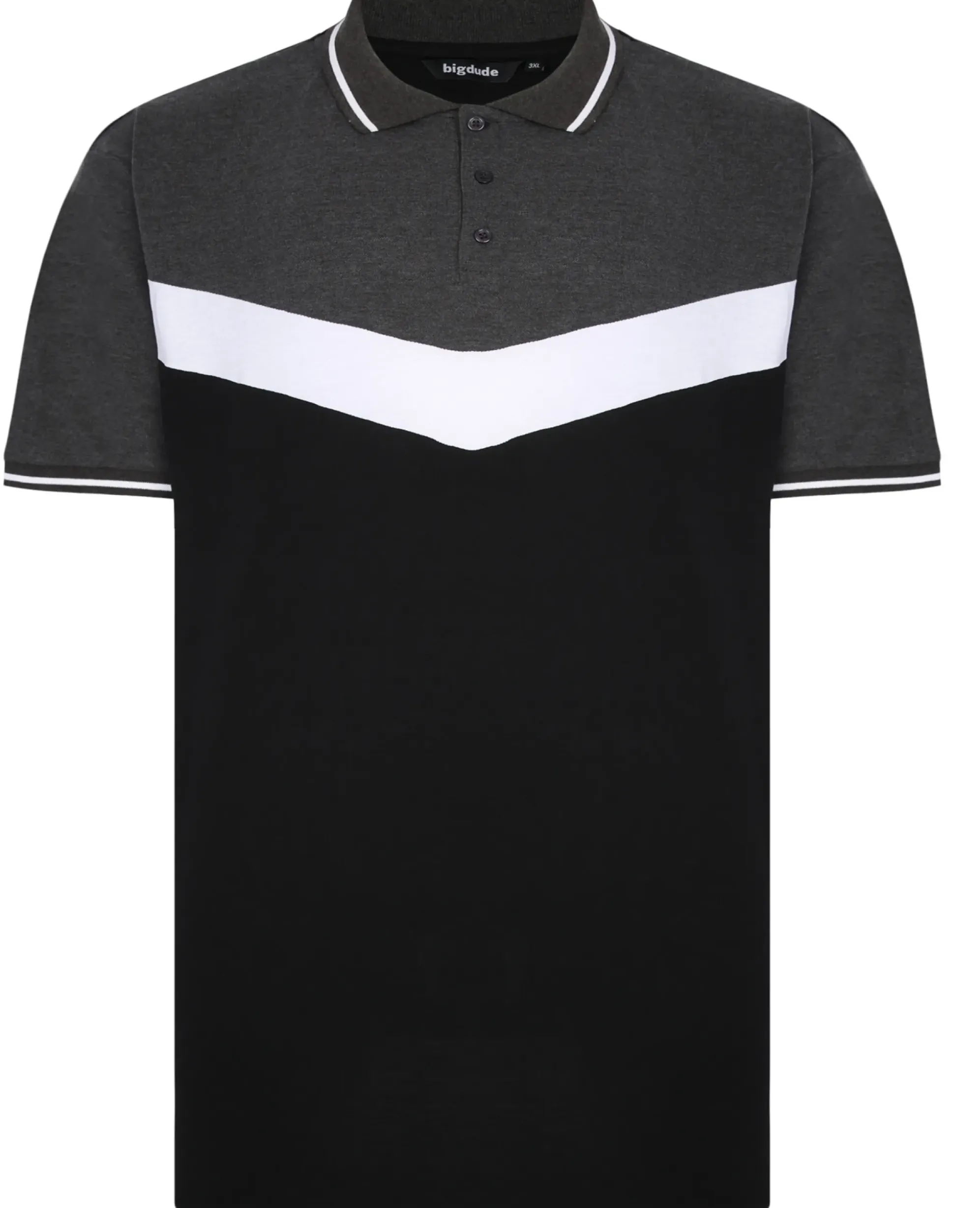 Bigdude Chevron Polo Shirt Black/Charcoal