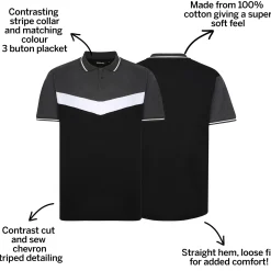 Bigdude Chevron Polo Shirt Black/Charcoal