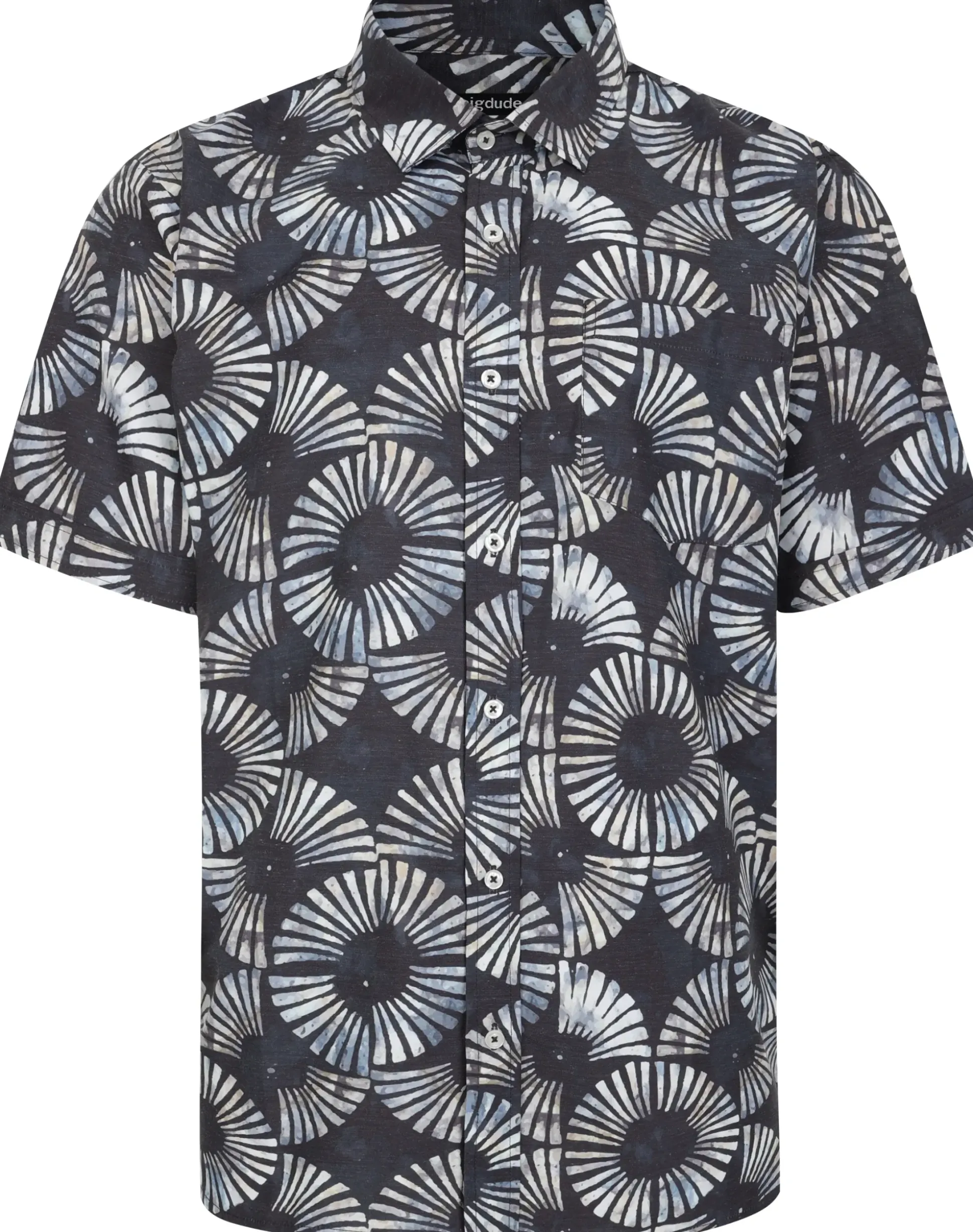 Bigdude Circles Allover Printed Short Sleeve Shirt Charcoal