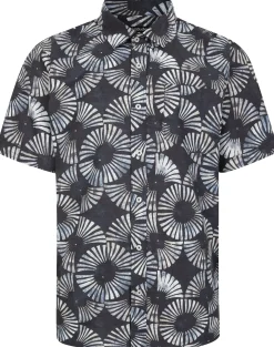 Bigdude Circles Allover Printed Short Sleeve Shirt Charcoal Tall