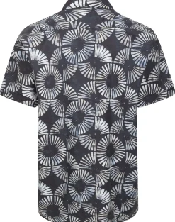 Bigdude Circles Allover Printed Short Sleeve Shirt Charcoal Tall