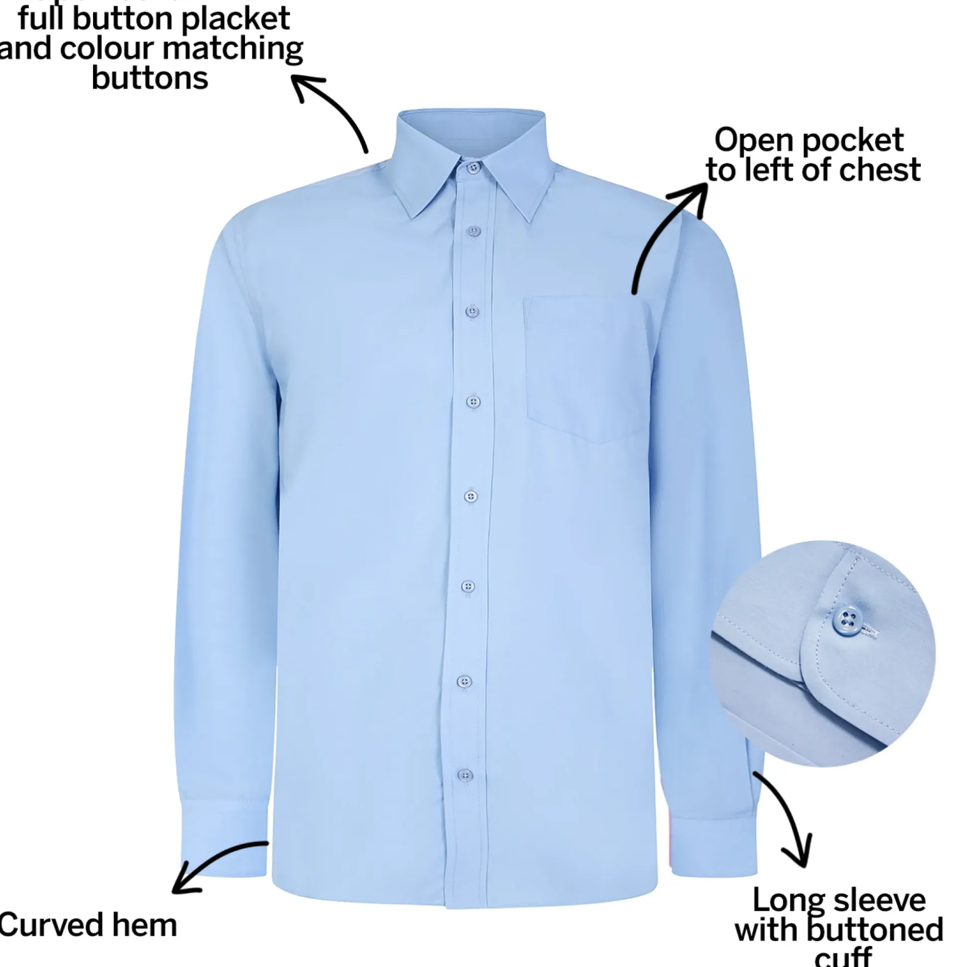 Bigdude Classic Long Sleeve Poplin Shirt Light Blue
