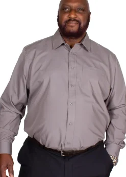 Bigdude Classic Long Sleeve Poplin Shirt Charcoal