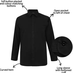 Bigdude Classic Long Sleeve Poplin Shirt Black