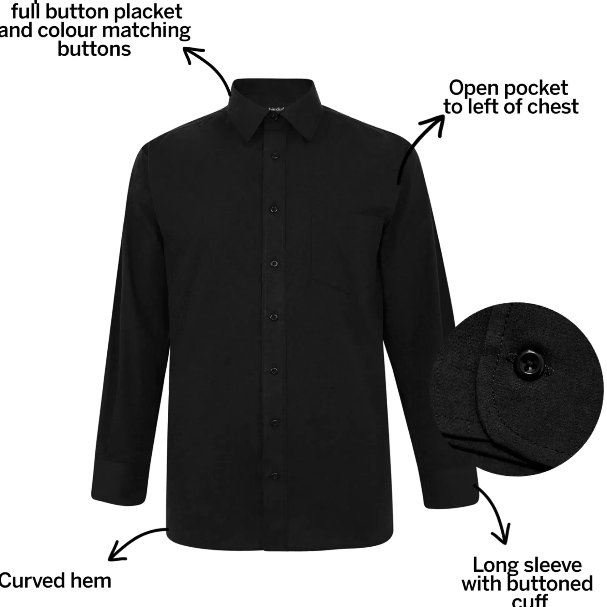 Bigdude Classic Long Sleeve Poplin Shirt Black